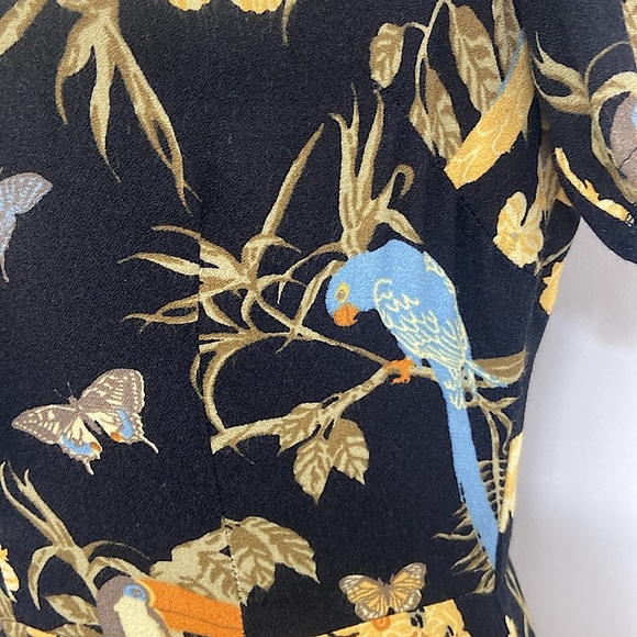 Reformation “Açaí” Dress Mini Tropical Bird Print  Nwot Sz 2 - Picture 4 of 8